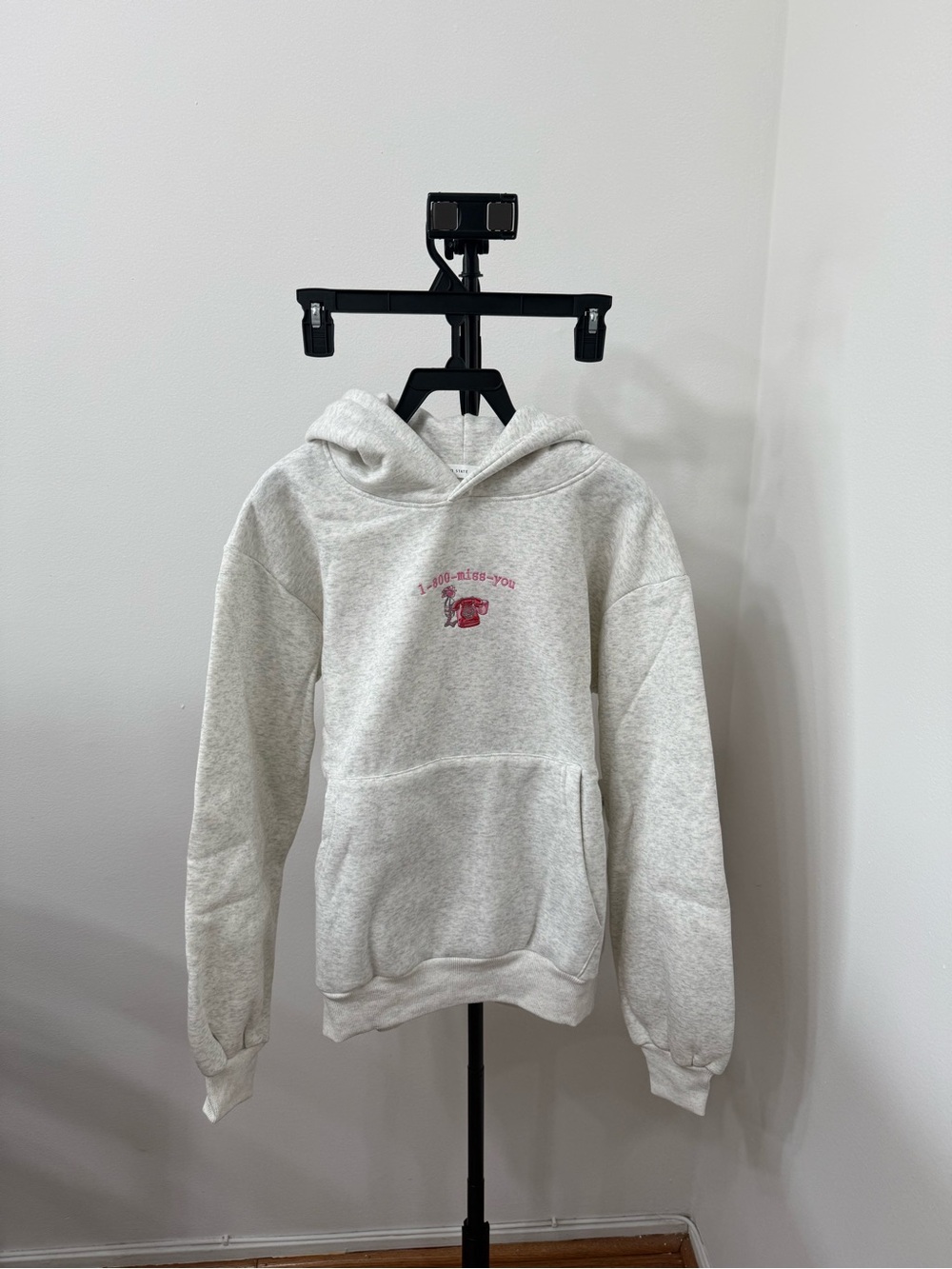 Altar'd State Heather Cream Hoodie Sweater with Pink Graphic - Picture 5 of 7
